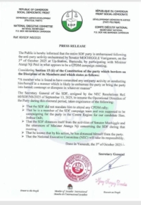 SDF PRESS RELEASE