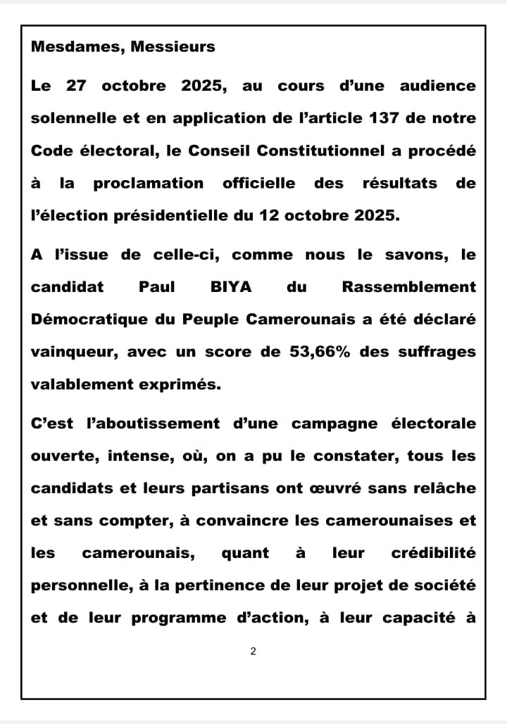 Cameroun post-élections
